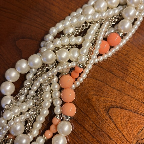 Banana Republic multi strand torsade faux pearl coral gold necklace Chocker - Picture 10 of 12